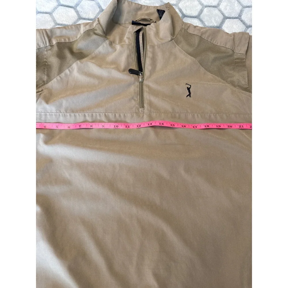 PGA Tour Mens Large Tan Convertible Quarter Zip Windbreaker Golf Jacket Pullover